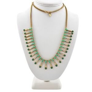 J. Crew Necklace, Vintage in Gold Tone, Green, Teal and Faux Opal